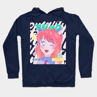 winking anime cartoon Hoodie